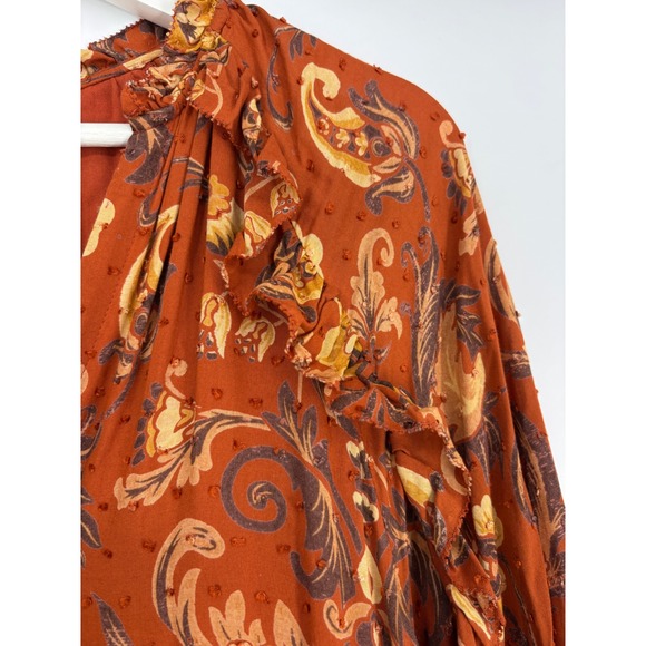 Spell & The Gypsy Collective Sundown Boho Gown Women Size S Orange Paisley Maxi - Picture 9 of 14